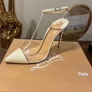 Christian Louboutin Cream and Clear Heels